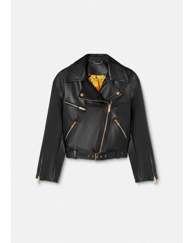 Versace Leather Biker Jacket - Black
