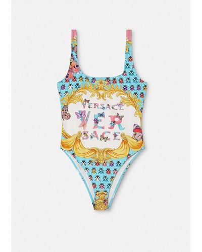 Versace Butterflies Logo-print Swimsuit - Multicolor