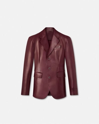Versace Leather Single-breasted Blazer - Red