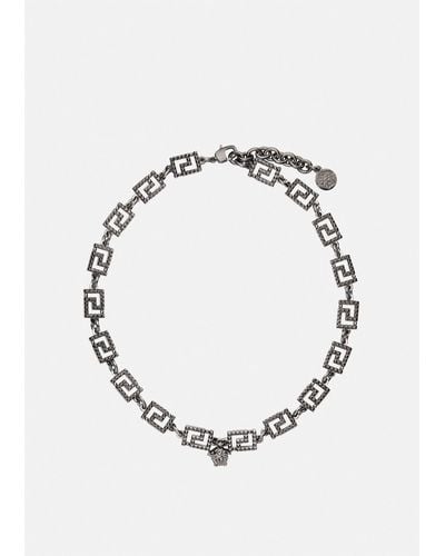 Versace Studded Greca Necklace - Metallic
