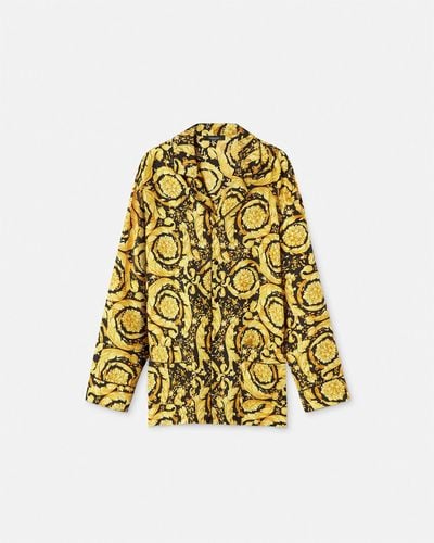 Versace Barocco Silk Pajama Top - Yellow