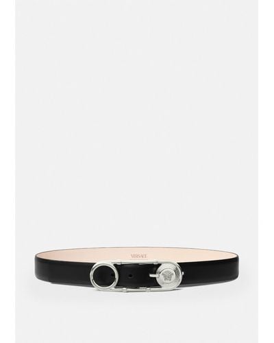 Versace Safety Pin Leather Belt 3 Cm - White