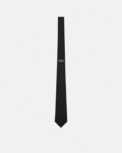 Versace 90s Vintage Logo Silk Tie - White