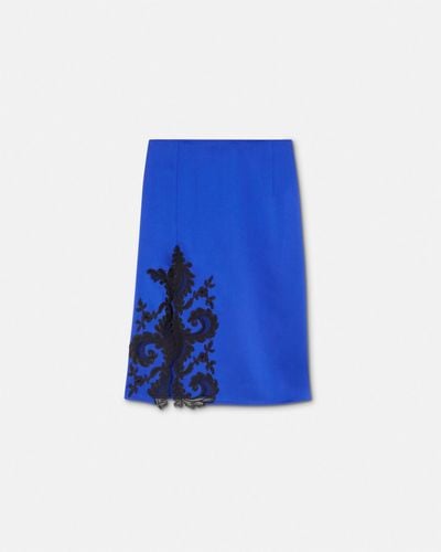Versace Barocco Lace Midi Skirt - Blue