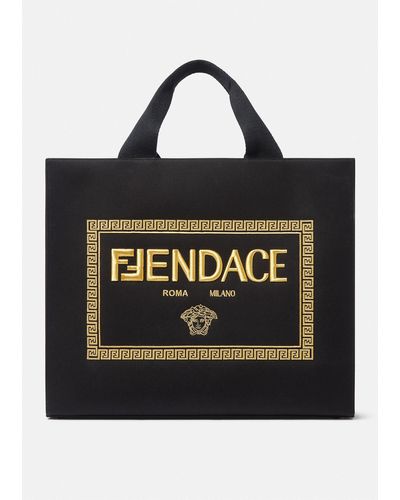 Versace Fendace Logo Large Tote Bag - Black