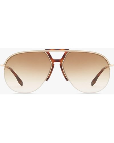 Victoria Beckham Brow Aviator Sunglasses In Brown