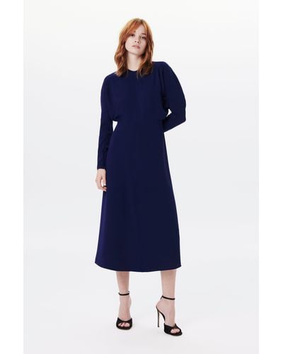 Victoria Beckham Long Sleeve Dolman Midi Dress In Royal Blue