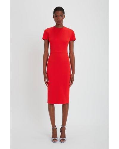Victoria Beckham Fitted T-shirt Dress In Tomato Red