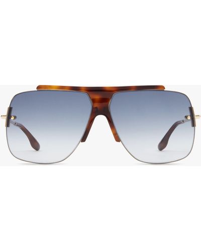Victoria Beckham Combination Rimless Square Sunglasses In Tortoise - Blue