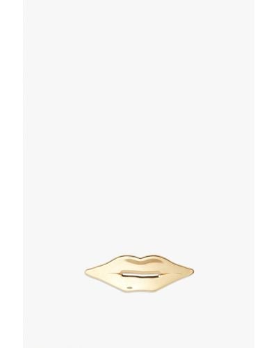 Victoria Beckham Brass Lips Brooch In Gold - Natural