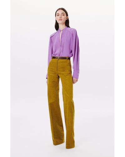 Victoria Beckham Pleated Long Sleeve Top In Purple