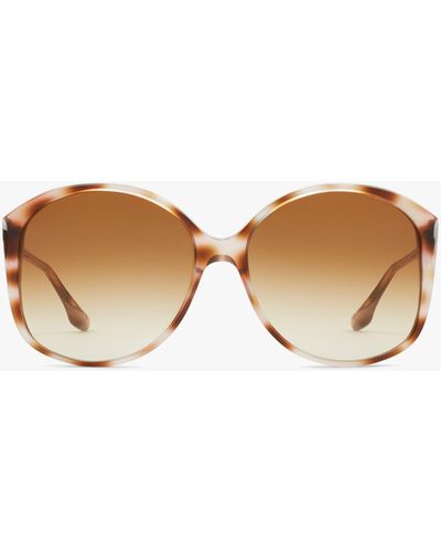 Victoria Beckham Faceted Round Sunglasses In Havana Rose - Multicolour