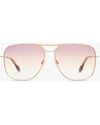 Victoria Beckham Classic V Metal Navigator Sunglasses In Gold Purple Peach - Pink