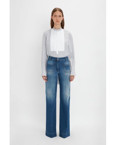 Victoria Beckham Tuxedo Bib Shirt - Blue