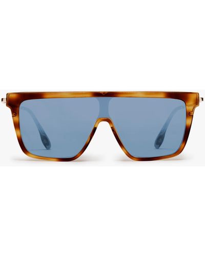 Victoria Beckham Rectangular Shield Sunglasses In Tortoise - Multicolour