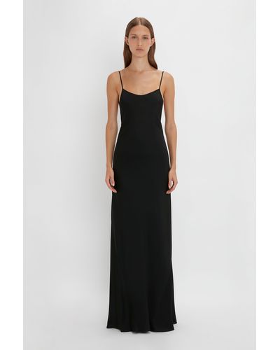 Victoria Beckham Floor Length Cami Dress In Black - White