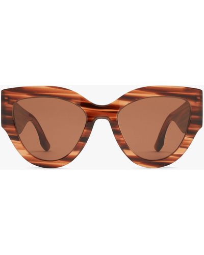 Victoria Beckham Oversized Cat Eye Sunglasses In Striped Brown