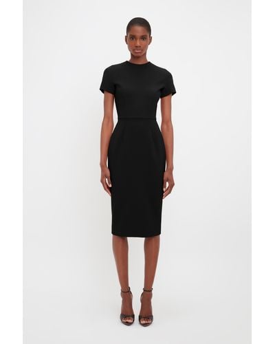 Victoria Beckham Fitted T-shirt Dress In Black