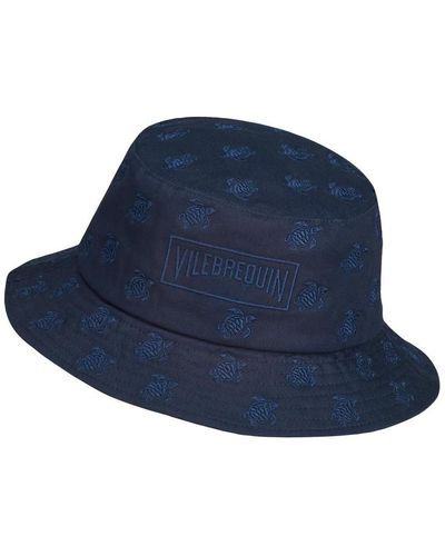 Vilebrequin Embroidered bucket hat turtles all over - berretto - boom - Blu