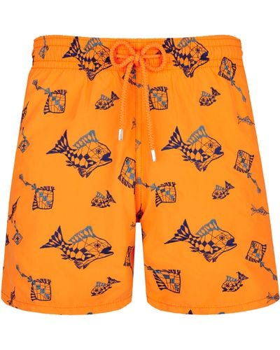 Vilebrequin Swim Shorts Embroidered Vatel - Orange