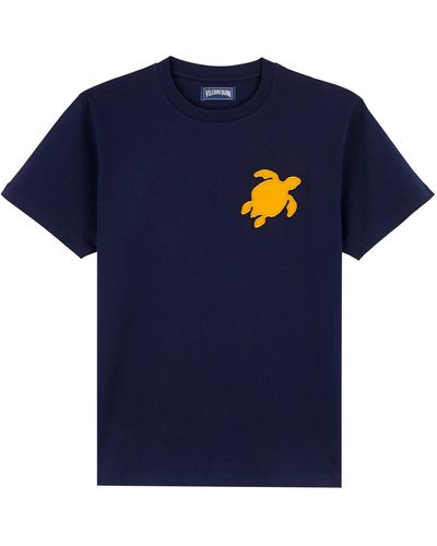 Vilebrequin Cotton T-shirt Turtle Patch - Blue