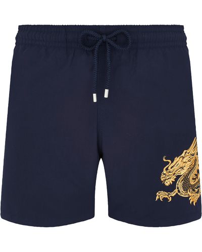 Vilebrequin Placed Embroidery Swim Shorts The Year Of The Dragon - Blue