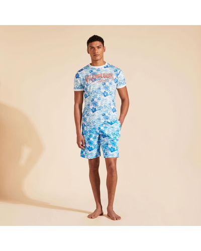 Vilebrequin Cotton T-shirt Tahiti Flowers - Blue
