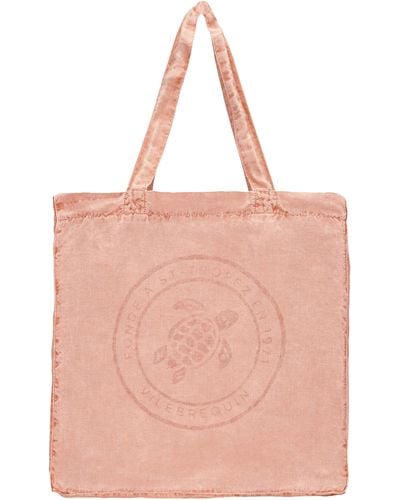 Vilebrequin Linen Turtle Tote Bag Mineral Dye - Pink
