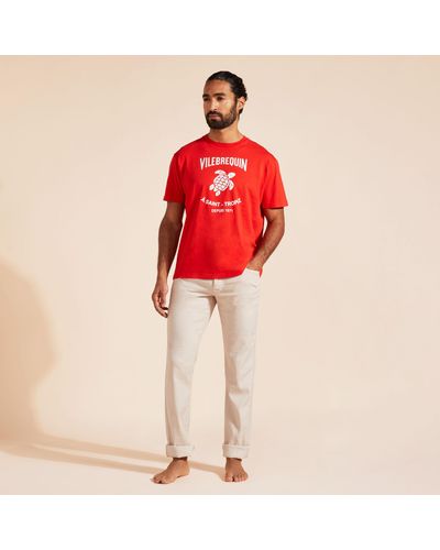Vilebrequin Cotton T-shirt Printed Turtle Logo - Red