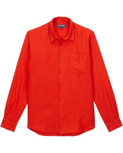 Vilebrequin Linen Shirt Solid - Red