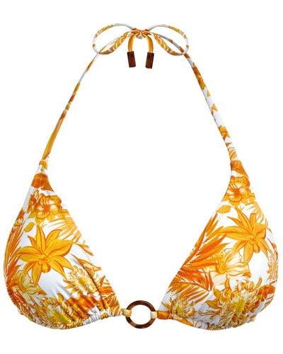Vilebrequin Haut de maillot de bain triangle femme tahiti flowers - flox - Orange