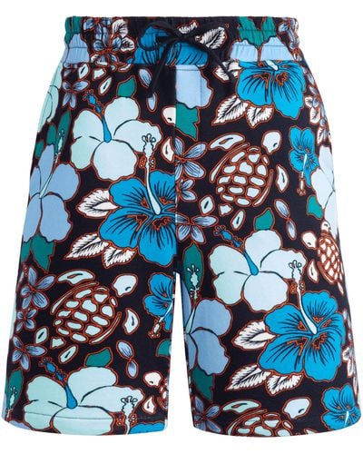 Vilebrequin Cotton Bermuda Shorts Tropical Turtles - Blue