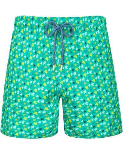 Vilebrequin Swim Shorts Ultra-light And Packable Micro Ronde Des Tortues Rainbow - Green