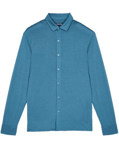 Vilebrequin Camicia uomo in jersey a tinta unita - camicia - calandre - Blu