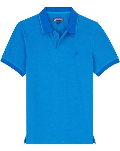 Vilebrequin Solid Polohemd Aus Baumwolle Mit Changierendem Effekt Für Herren - Blau