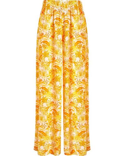 Vilebrequin Pantalon en viscose femme tahiti flowers - line - Jaune