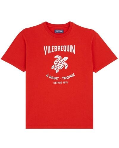 Vilebrequin T-shirt uomo in cotone gomy placed logo - t-shirt - portisol - Viola