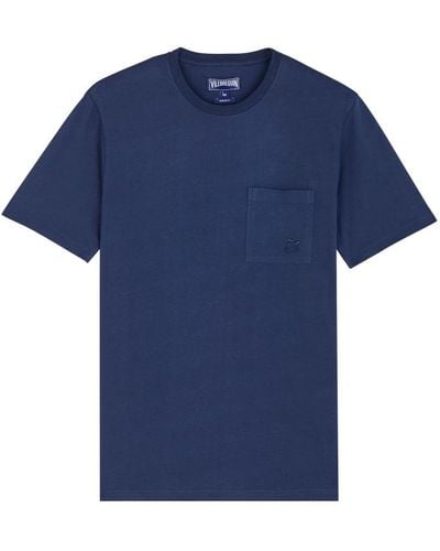 Vilebrequin T-shirt Uomo In Cotone Biologico Tinta Unita - T-shirt - Titus - Blu - Taglia XS