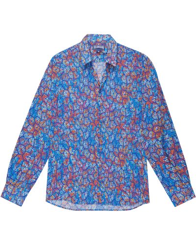 Vilebrequin Cotton Voile Lightweight Shirt Carapaces Multicolores - Blue