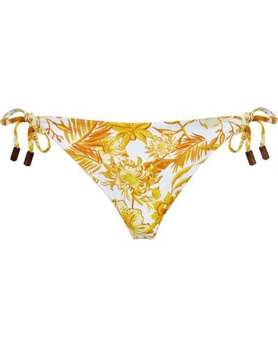 Vilebrequin Mini Brief Bikini Bottom Tahiti Flowers - Yellow