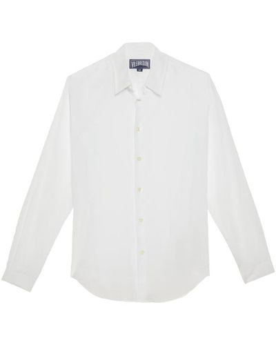 Vilebrequin Camicia unisex leggera in voile di cotone tinta unita - camicia - caracal - Bianco