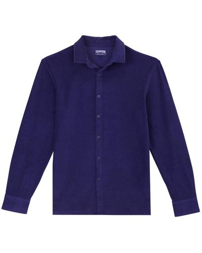 Vilebrequin Men terry lightweight shirt solid - camicia - chill - Blu