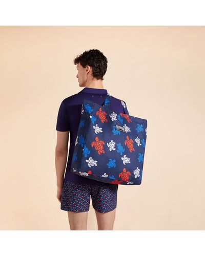 Vilebrequin Linen Beach Bag Tortues Multicolores - Blue