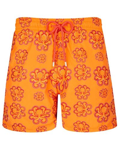 Vilebrequin Pantaloncini mare uomo ricamati poulpes neon - edizione limitata - costume da bagno - mistral - Arancione
