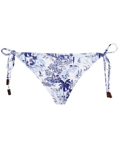Vilebrequin Slip Bikini Donna Con Laccetti Laterali Riviera - Blu