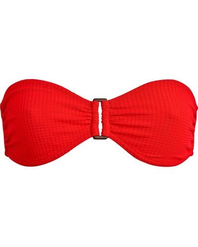 Vilebrequin Haut de maillot de bain bandeau femme jacquard vichy - luce - Rouge