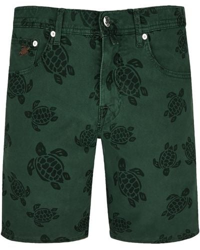 Vilebrequin Bermuda en coton 5 poches homme ronde des tortues en résine - garonne - Vert