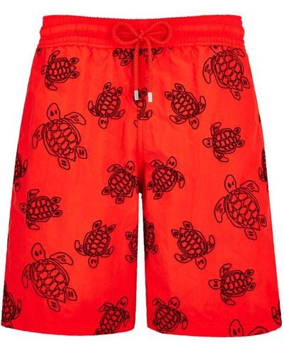 Vilebrequin Pantaloncini mare uomo floccati ronde des tortues - costume da bagno - okoa - Rosso