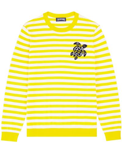 Vilebrequin Crewneck Striped Cotton Jumper - Yellow