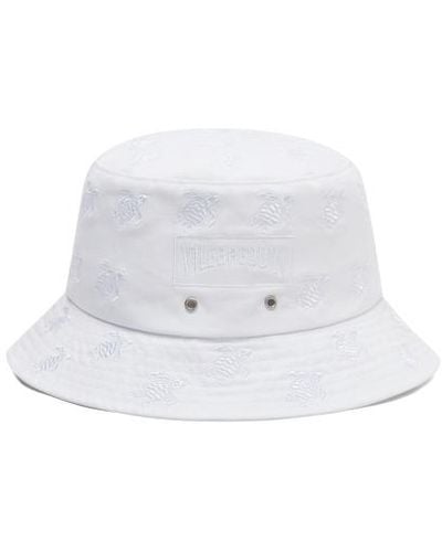 Vilebrequin Embroidered Bucket Hat Turtles All Over - Bianco